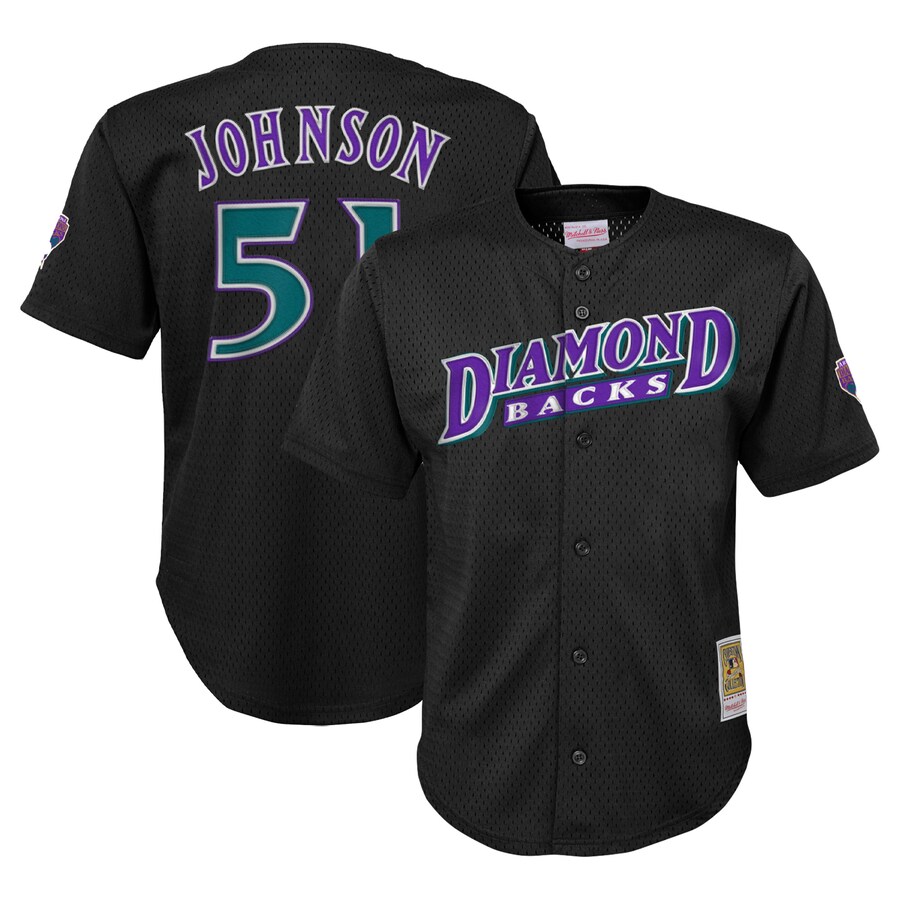 Youth Arizona Diamondbacks Randy Johnson Mitchell & Ness Black Cooperstown Collection Mesh Batting Practice Jersey